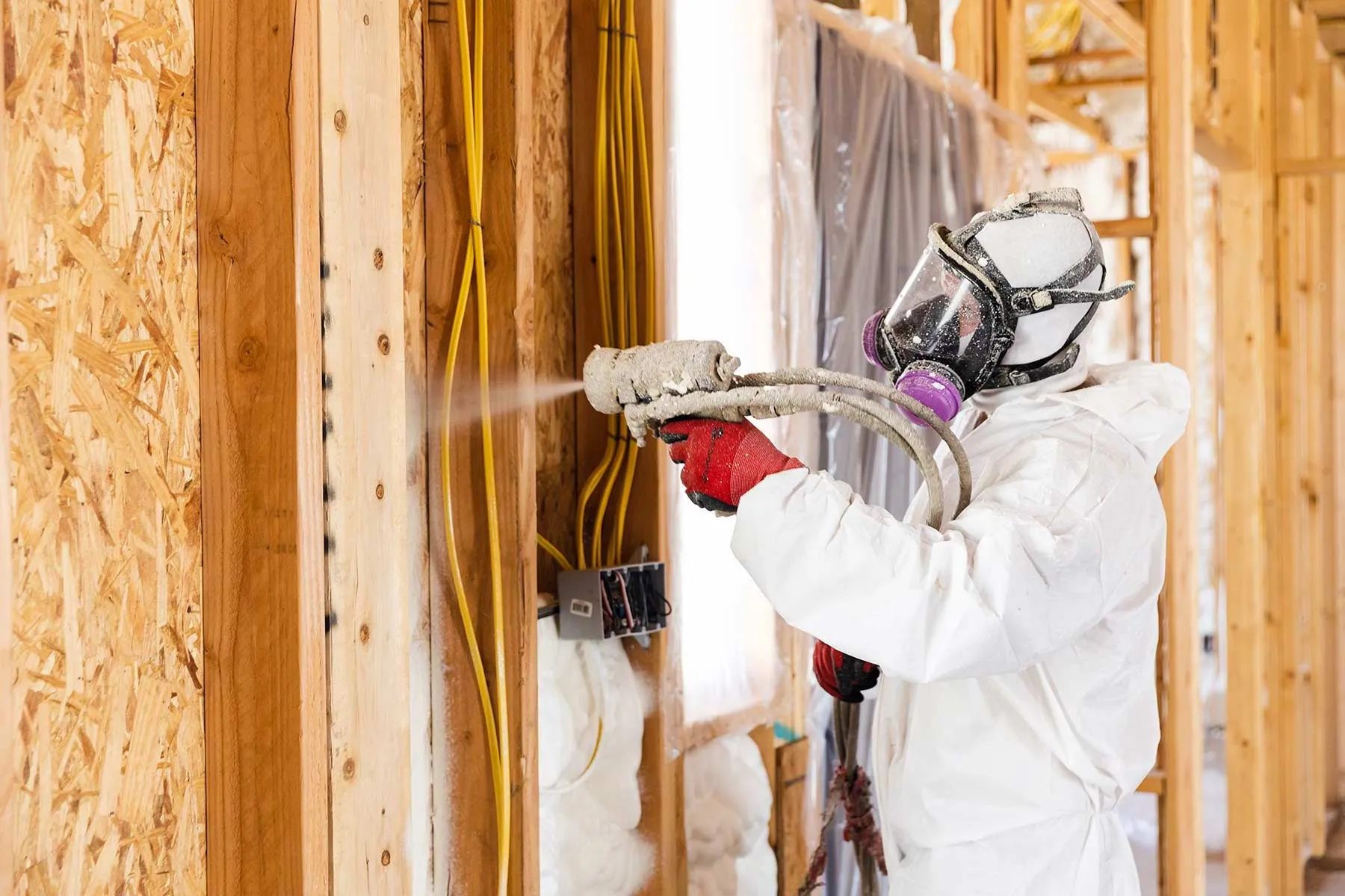 Professional insulation work for spray foam insulation