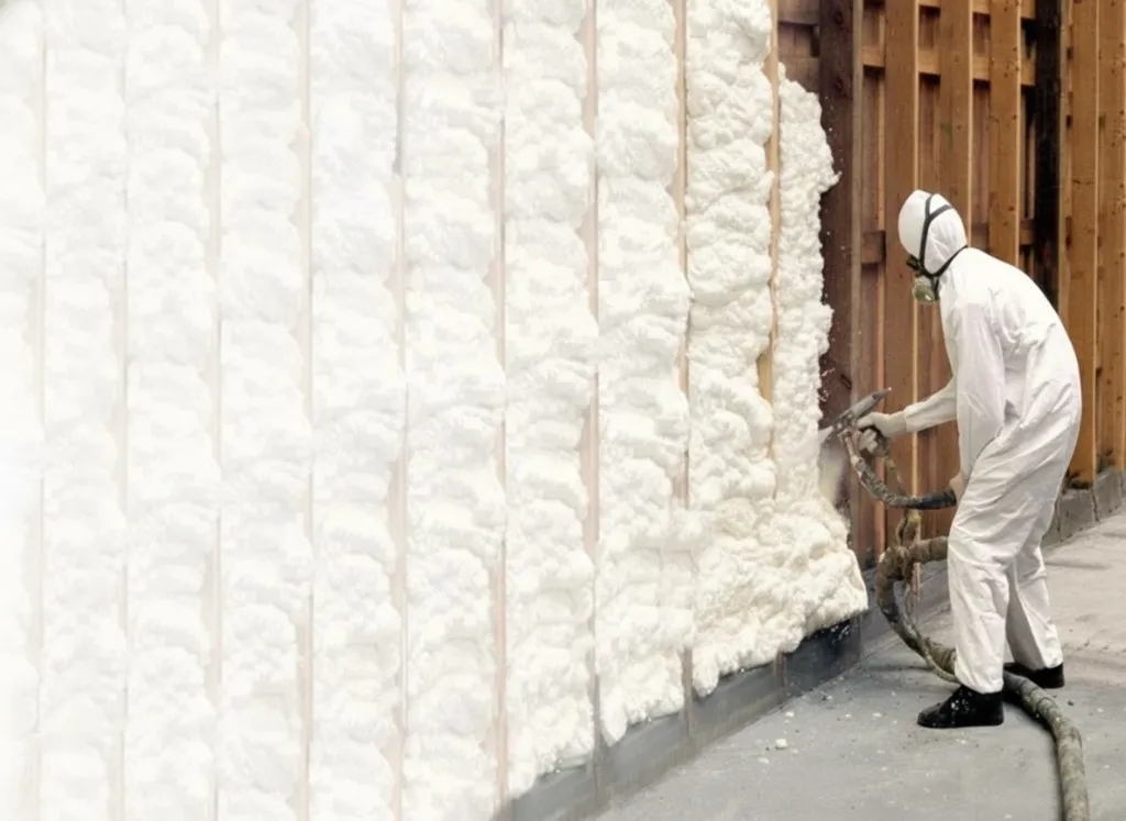 Spray Foam Insulation project material in a framed building
